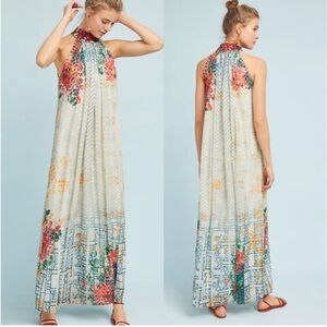 Anthropologie Floral Halter Maxi Dress